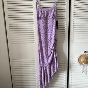 Purple Floral Asymmetrical Dress